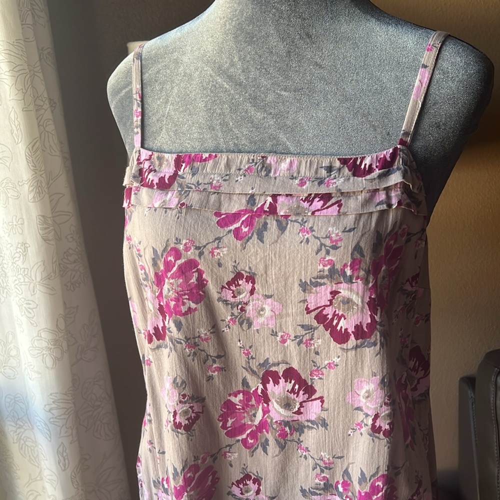 Old Navy Gray Summer Floral Pink Maroon Dress Size Medium - Picture 2 of 12